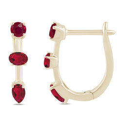 SPECIAL! .85ct G SI 14K Yellow Gold Ruby Gemstones Hoop Earrings