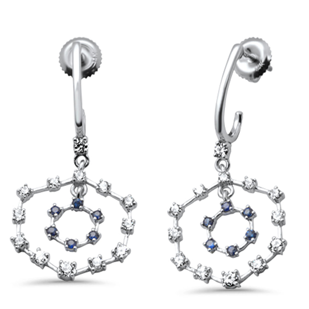 SPECIAL! 1.01ct G SI 14K White Gold Diamond & Blue Sapphire Gemstones Drop Earrings