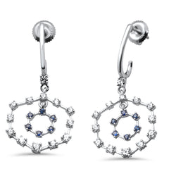 SPECIAL! 1.01ct G SI 14K White Gold Diamond & Blue Sapphire Gemstones Drop Earrings