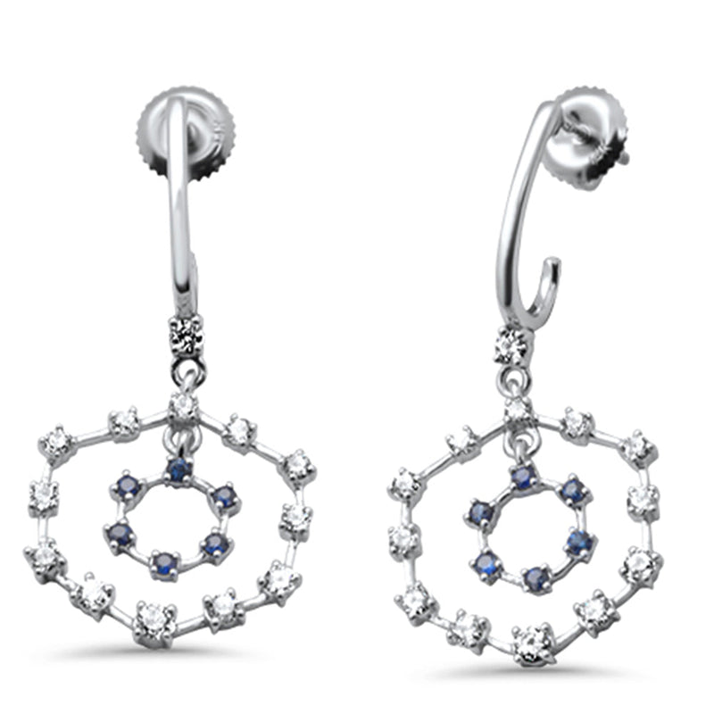 SPECIAL! 1.01ct G SI 14K White Gold Diamond & Blue Sapphire Gemstones Drop Earrings