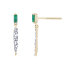 .27ct G SI 14K Yellow Gold Diamond & Emerald Gemstones Drop Earrings