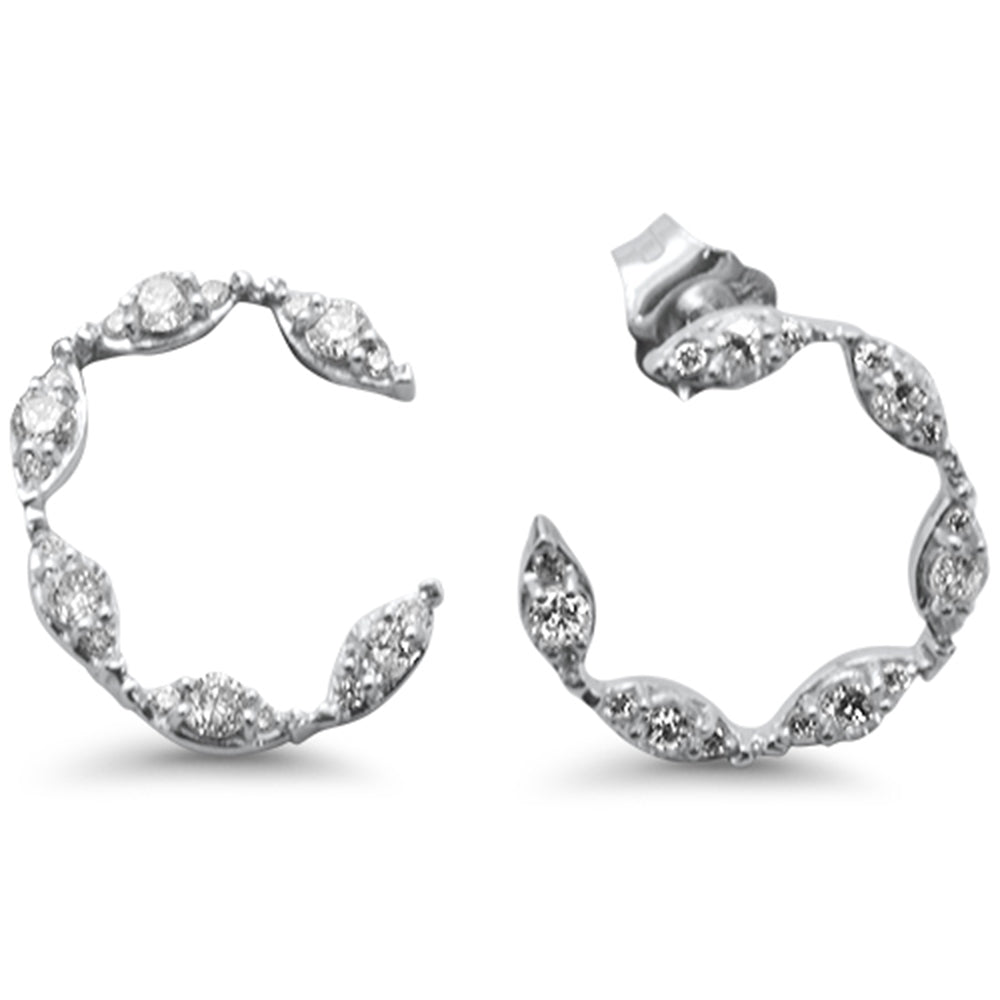 SPECIAL!.51ct G SI 14K White Gold Diamond Crescent Style Earrings Push Backings