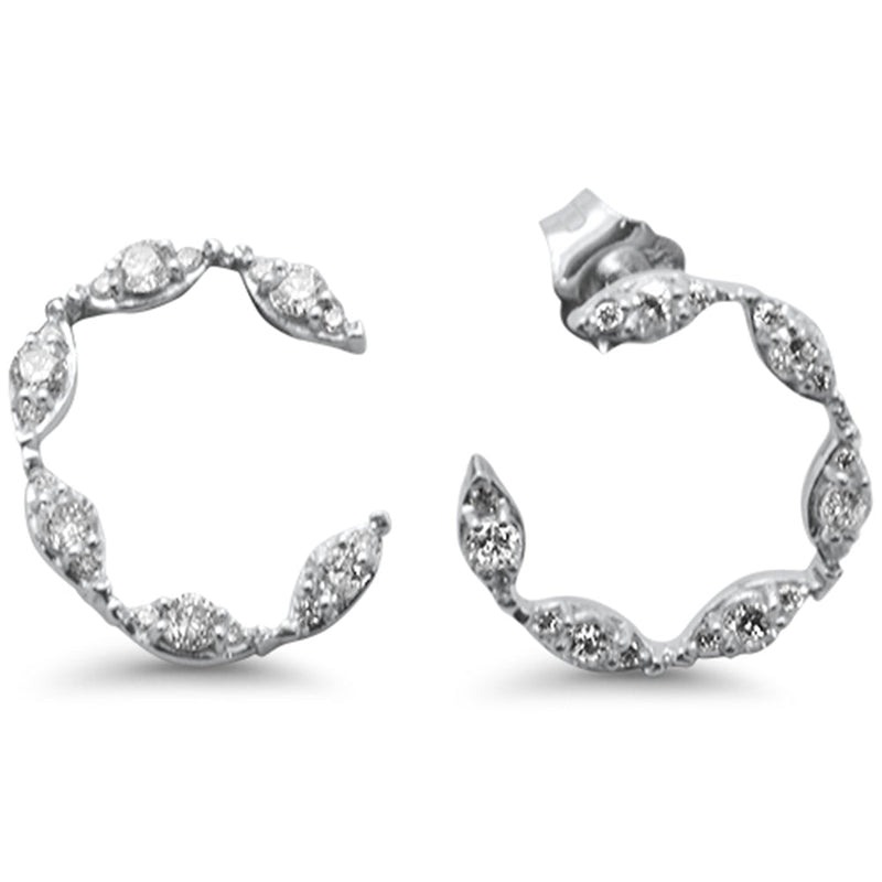 SPECIAL!.51ct G SI 14K White Gold Diamond Crescent Style Earrings Push Backings