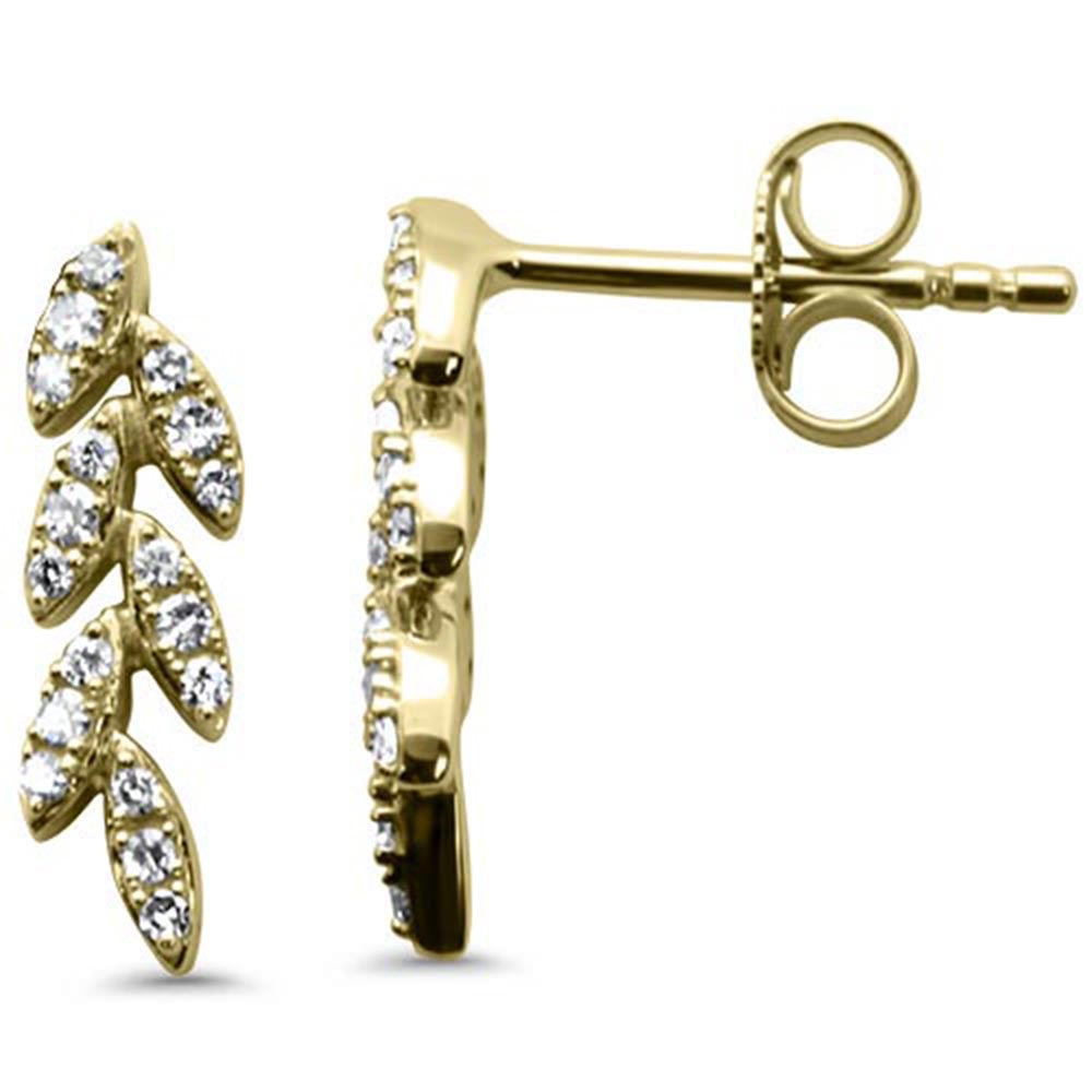 .16ct G SI 14K Yellow Gold Diamond Olive Branch Earrings