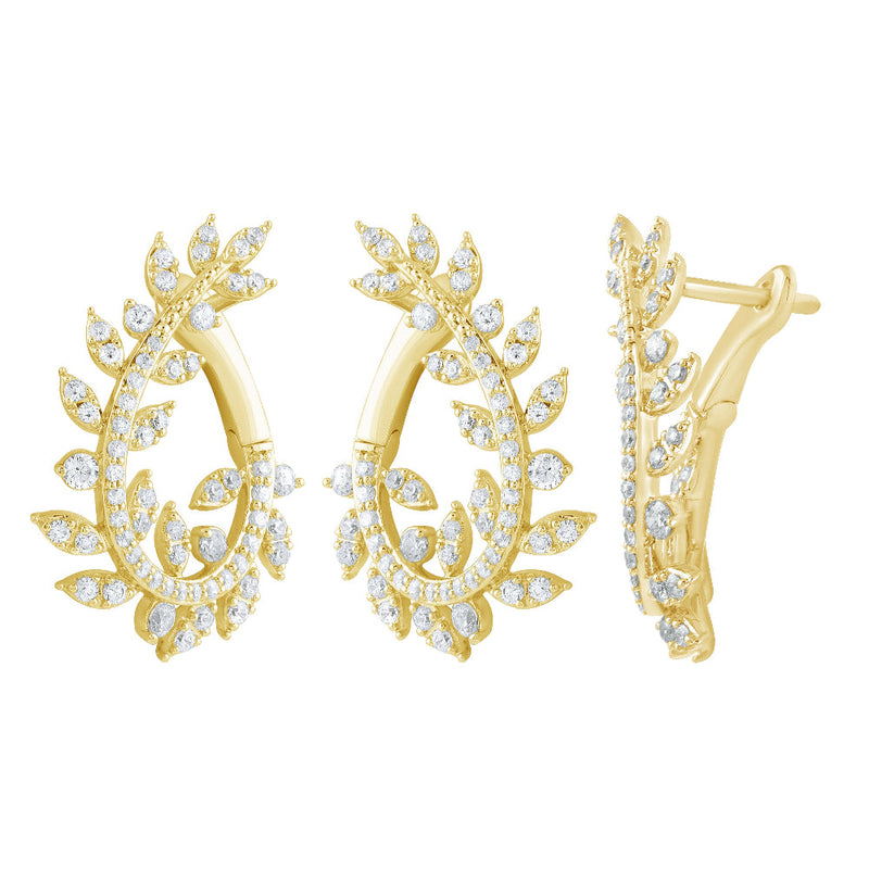 SPECIAL! .97ct G SI 14K Yellow Gold Diamond Olive Branch Earrings