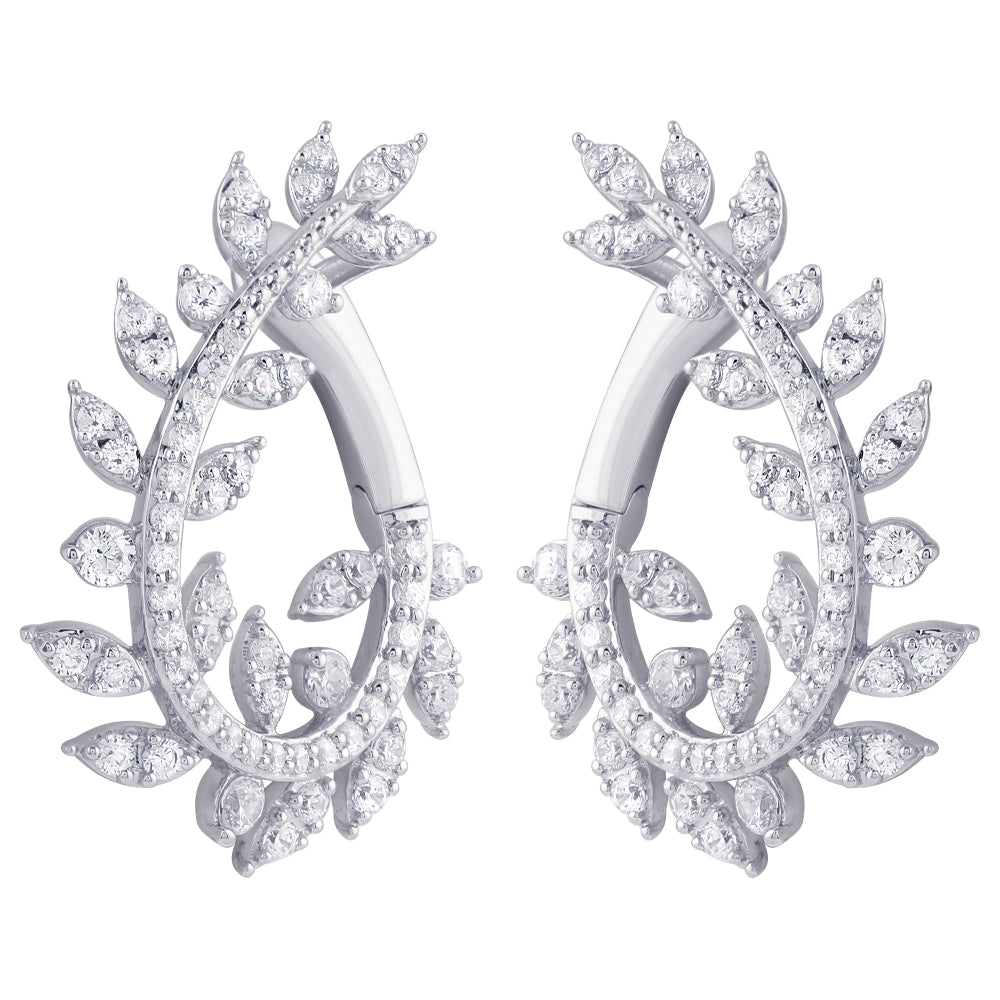 SPECIAL! .99ct G SI 14K White Gold Diamond Olive Branch Earrings