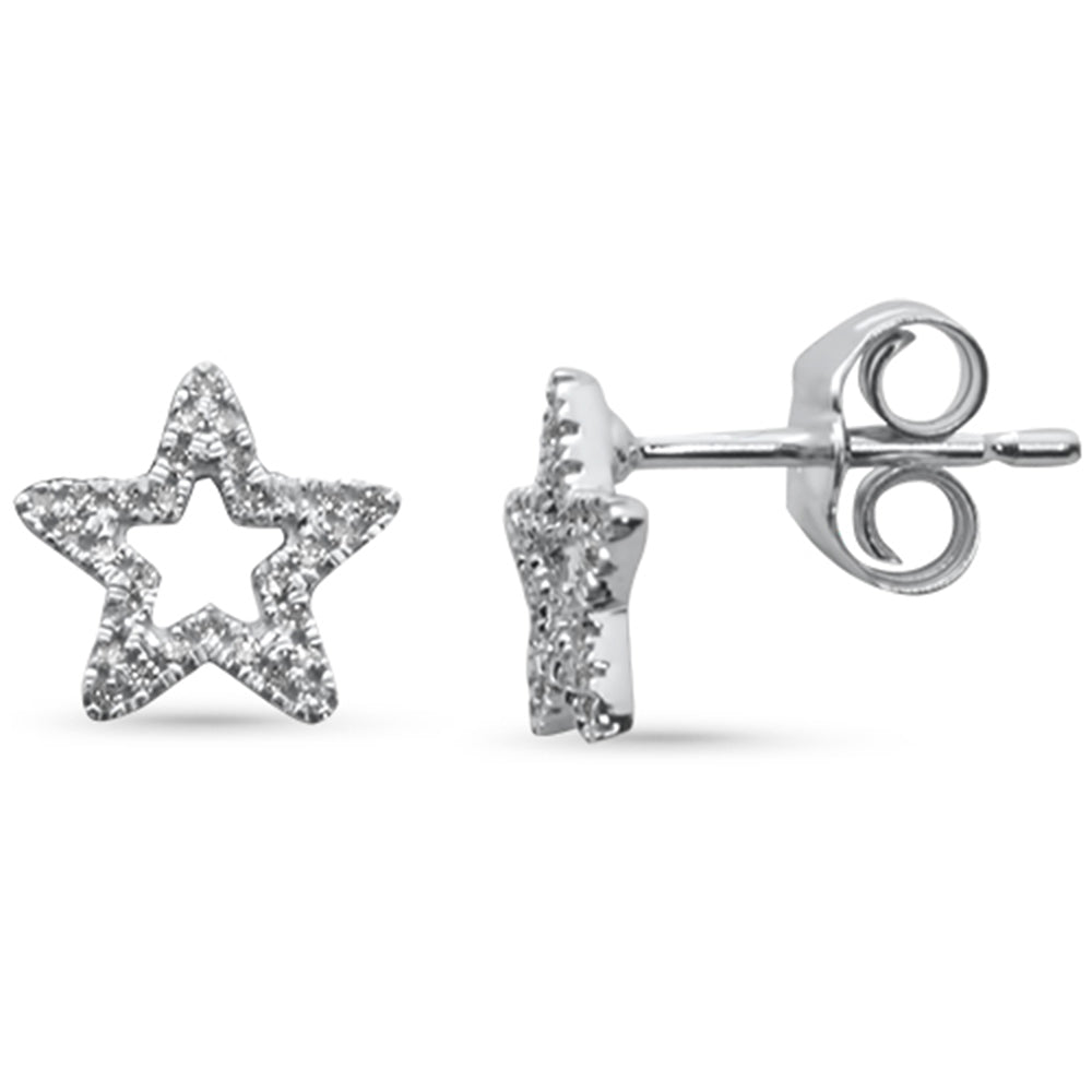 .10ct G SI 14K White Gold Diamond Star Shape Earrings