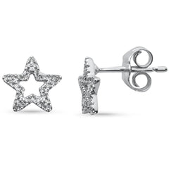 .10ct G SI 14K White Gold Diamond Star Shape Earrings