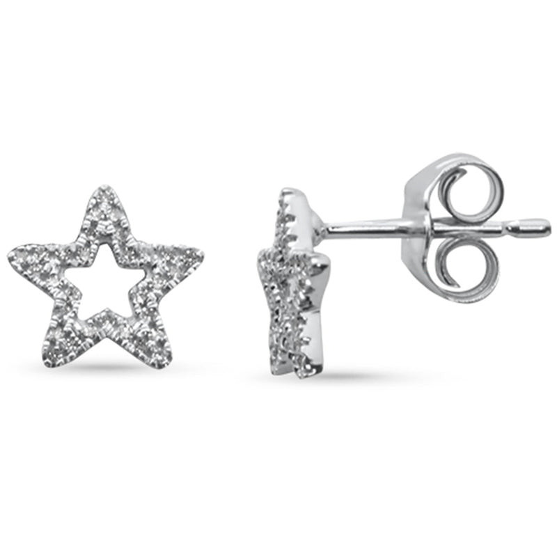 .10ct G SI 14K White Gold Diamond Star Shape Earrings