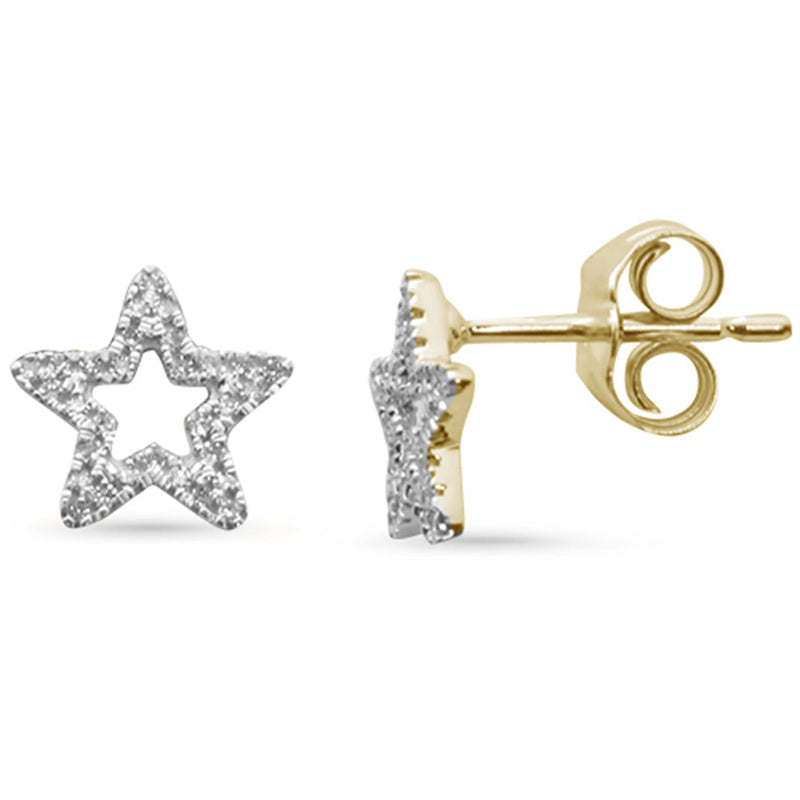.10ct G SI 14K Yellow Gold Star Shape Diamond Earrings