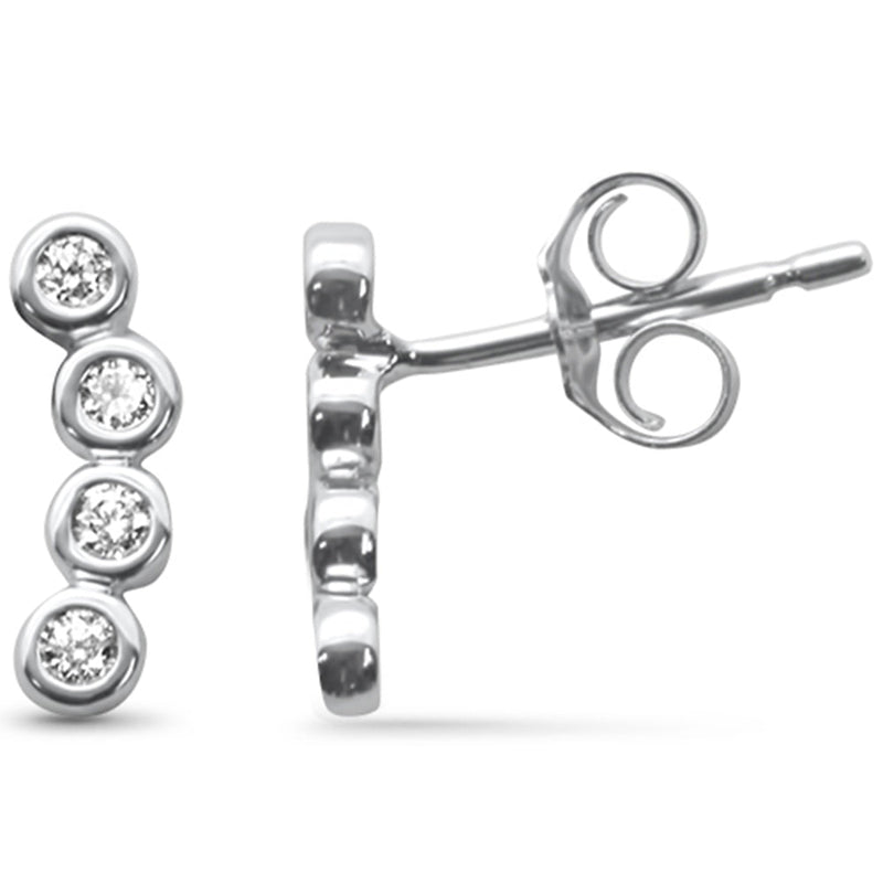 .18ct G SI 14K White Gold Diamond Bezel Set Earrings