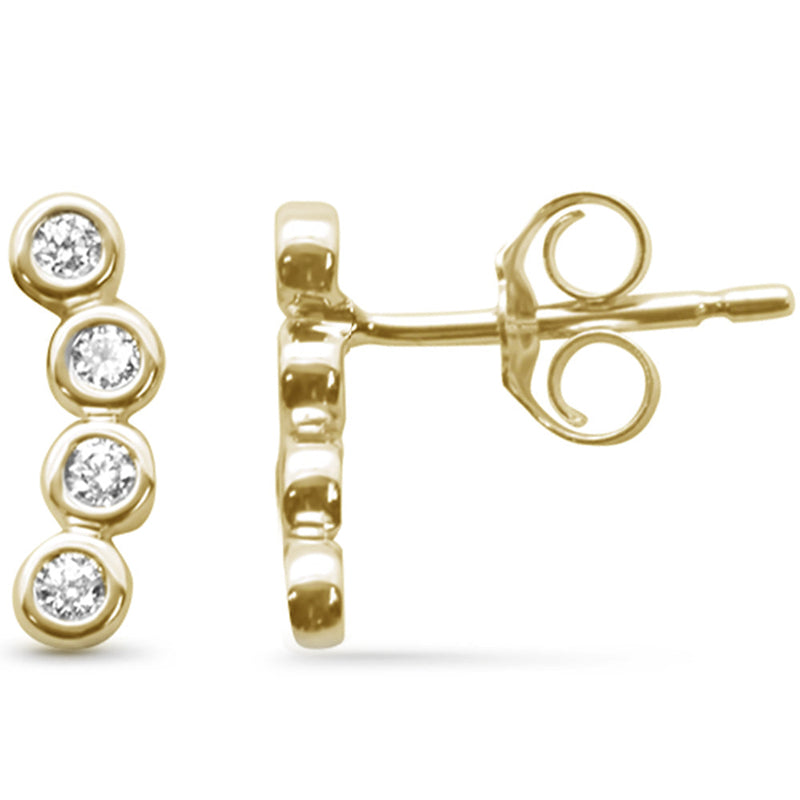 .18ct G SI 14K Yellow Gold Diamond Bezel Set Earrings