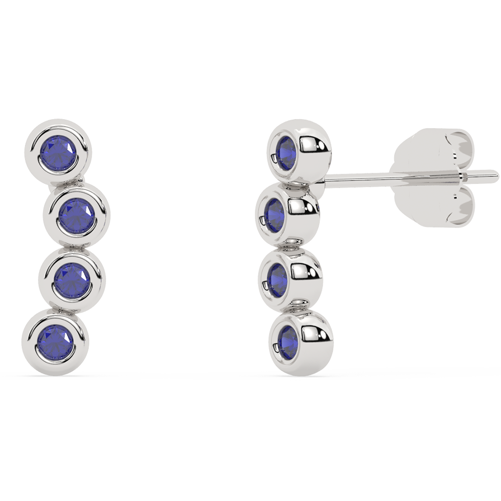 .18ct G SI 14K White Gold Blue Sapphire Gemstone Earrings
