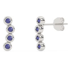 .18ct G SI 14K White Gold Blue Sapphire Gemstone Earrings