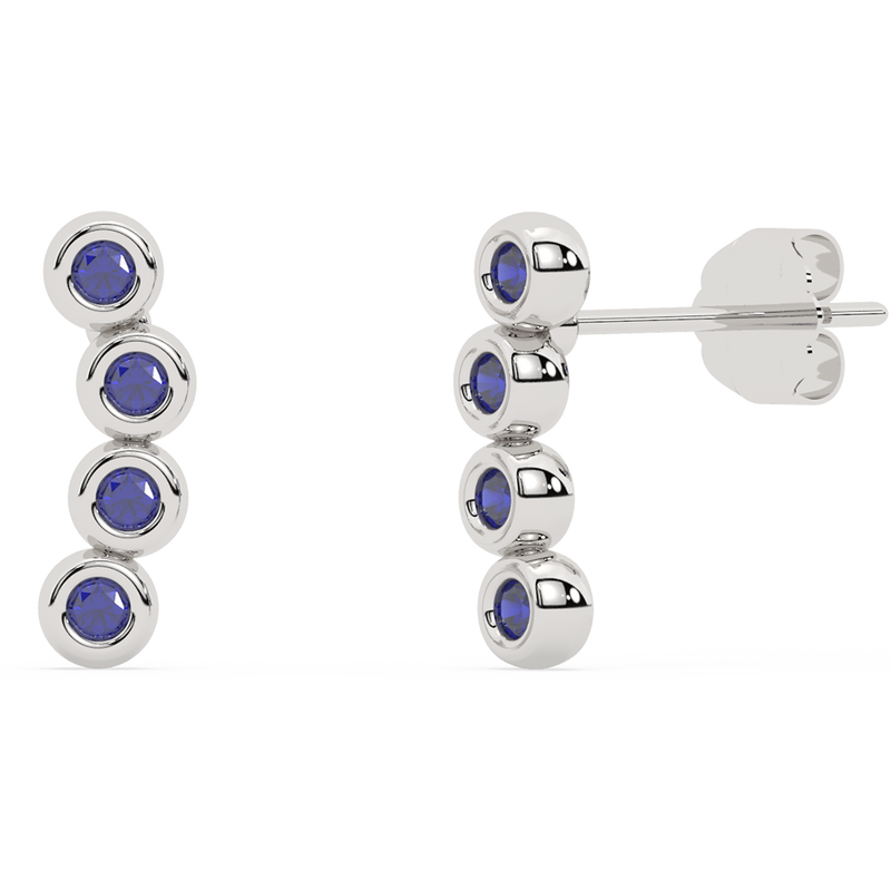 .18ct G SI 14K White Gold Blue Sapphire Gemstone Earrings