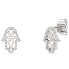 .06ct G SI 14K White Gold Diamond Hamsa Petite Earrings