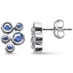 SPECIAL! 1.05ct G SI 14K White Gold Blue Sapphire Gemstones Earrings