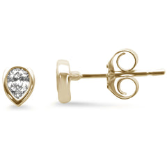 SPECIAL! .18ct G SI 14K Yellow Gold Diamond Pear Shape Petite Earrings