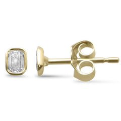 SPECIAL!.22ct G SI 14K Yellow Gold Emerald Shape Diamond Petite Earrings
