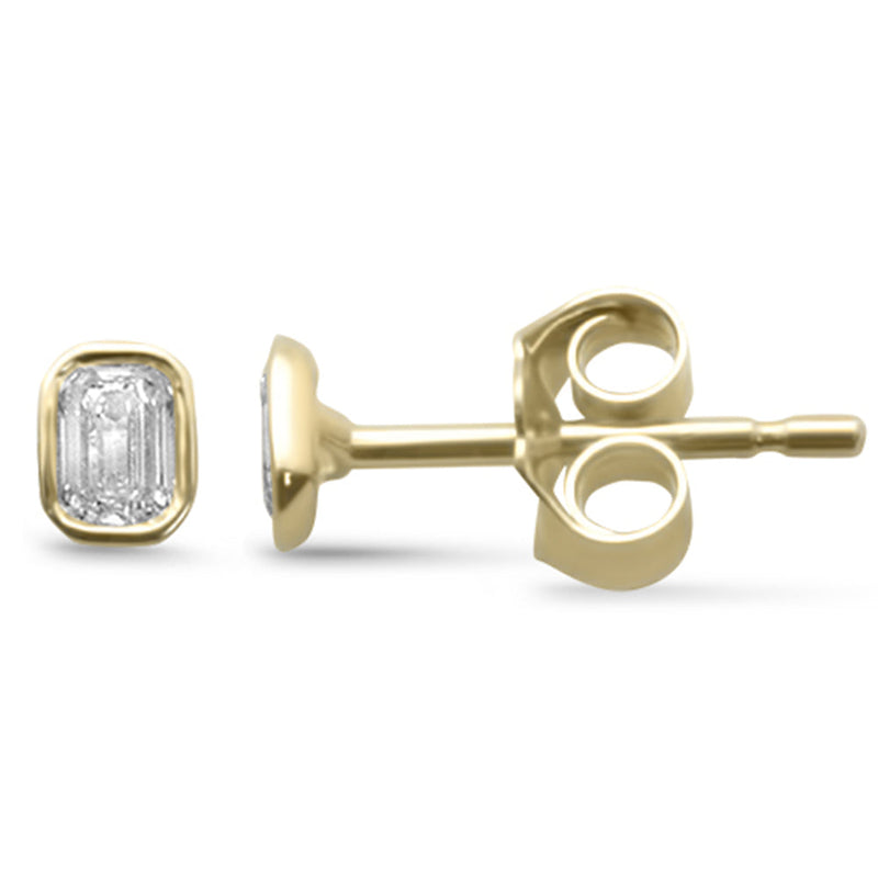 SPECIAL!.22ct G SI 14K Yellow Gold Emerald Shape Diamond Petite Earrings