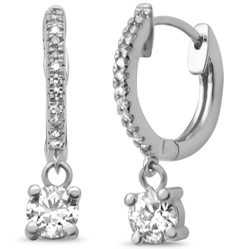 SPECIAL!.55ct G SI 14K White Gold Diamond Dangling Hoop Earrings