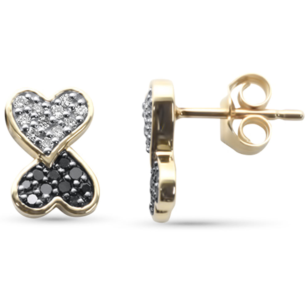 SPECIAL! .25ct G SI 14K Yellow Gold Black & White Diamond Heart Earrings
