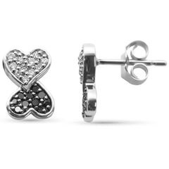 SPECIAL! .25ct G SI 14K White Gold Black & White Diamond Heart Earrings
