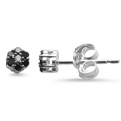 .13ct G SI 14K White Gold Black & White Diamond Flower Earrings
