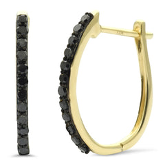 .24ct G SI 14K Yellow Gold Black Diamond Hoop Earrings