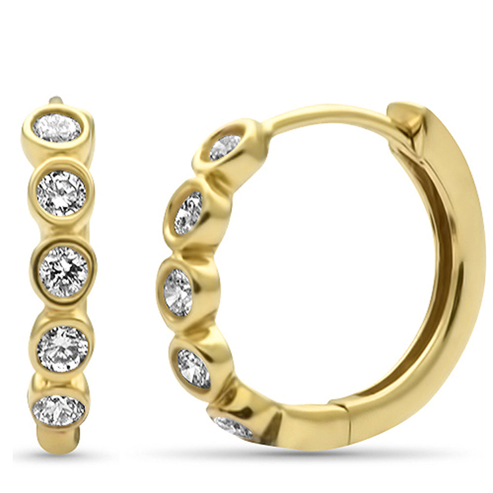 SPECIAL!.26ct G SI 14K Yellow Gold Diamond Bezel Set Hoop Earrings