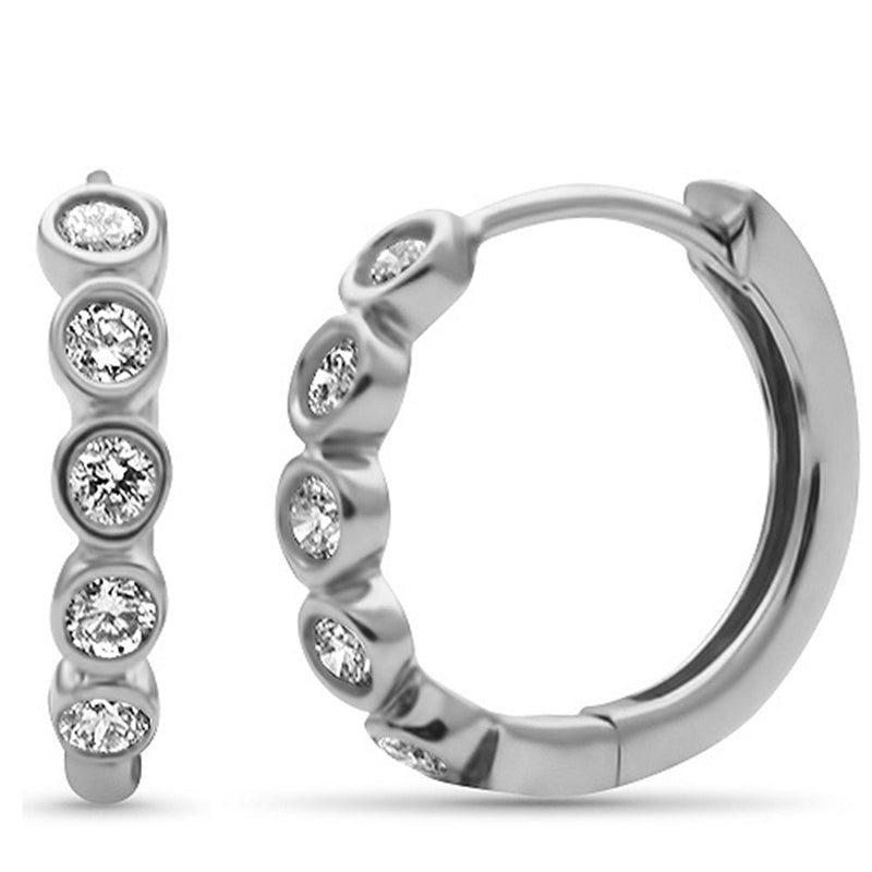 SPECIAL!.27ct G SI 14K White Gold Diamond Bezel Set Hoop Earrings