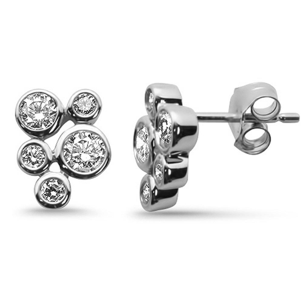 SPECIAL! .70ct G SI 14K White Gold Diamond Bezel Set Bubble  Style Earrings