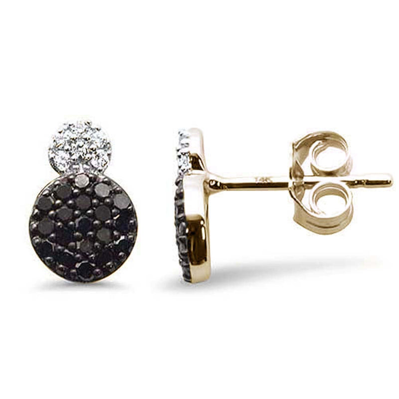 .36ct G SI 14K Yellow Gold Black & White Diamond Earrings