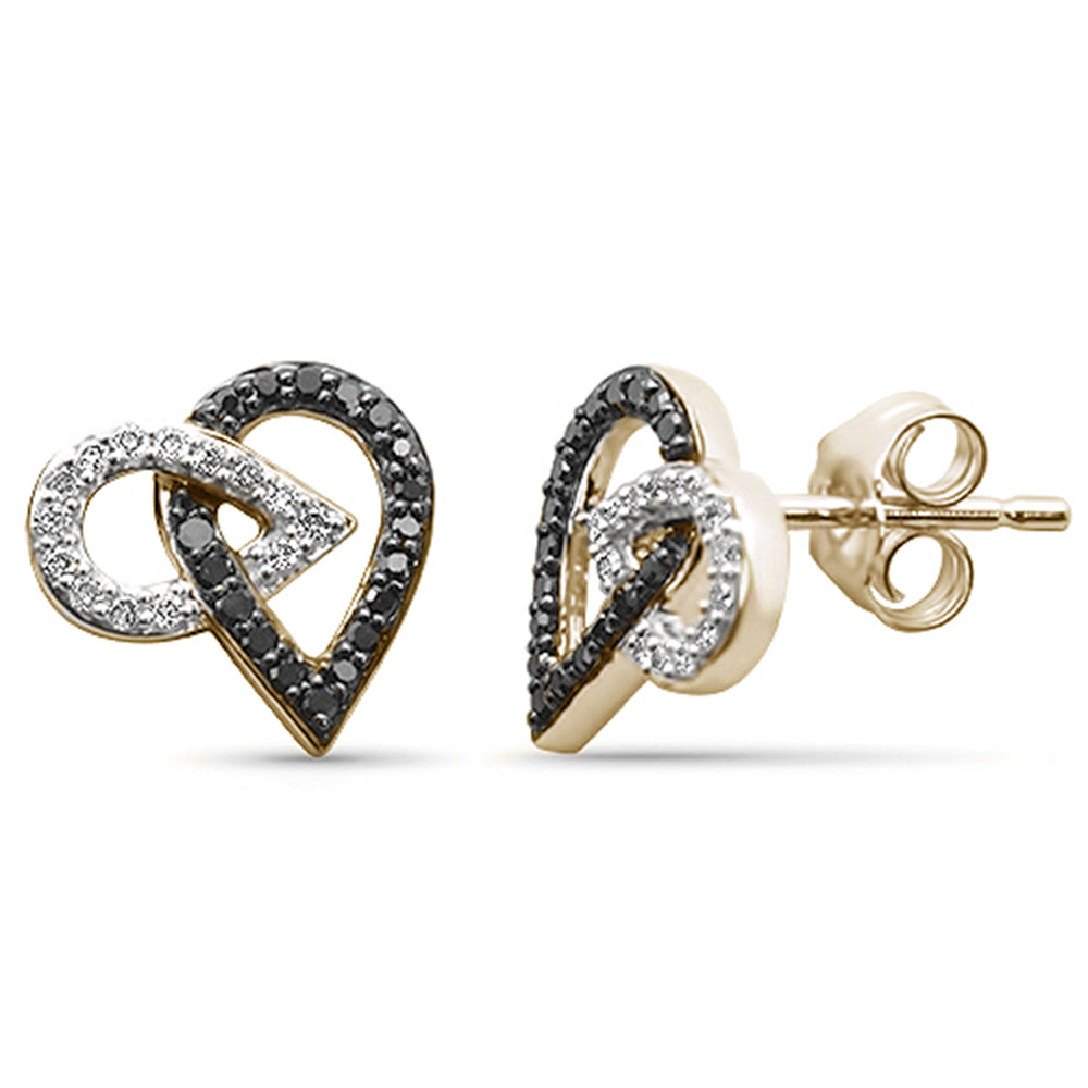 SPECIAL! .26ct G SI 14K Yellow Gold Double Pear Shape Black & White Diamond Earrings