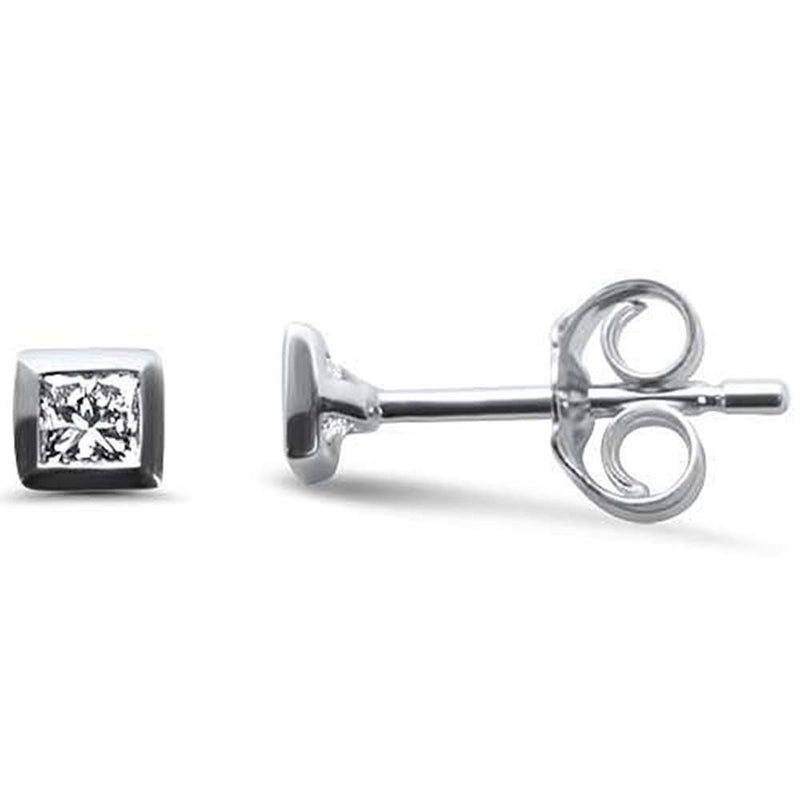 SPECIAL!.23ct G SI 14K White Gold Diamond Princess Cut Stud Earrings