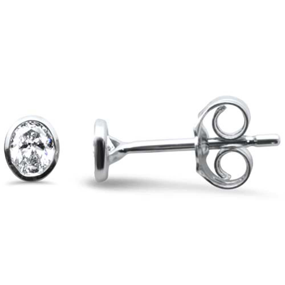 SPECIAL!.22ct G SI 14K White Gold Diamond Oval Shape Petite Earrings