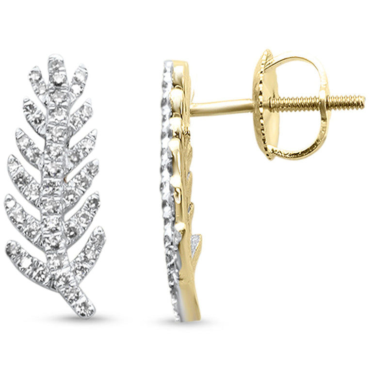 SPECIAL! .31ct G SI 14K Yellow Gold Diamond Leaf Style Earrings  Screw Backings