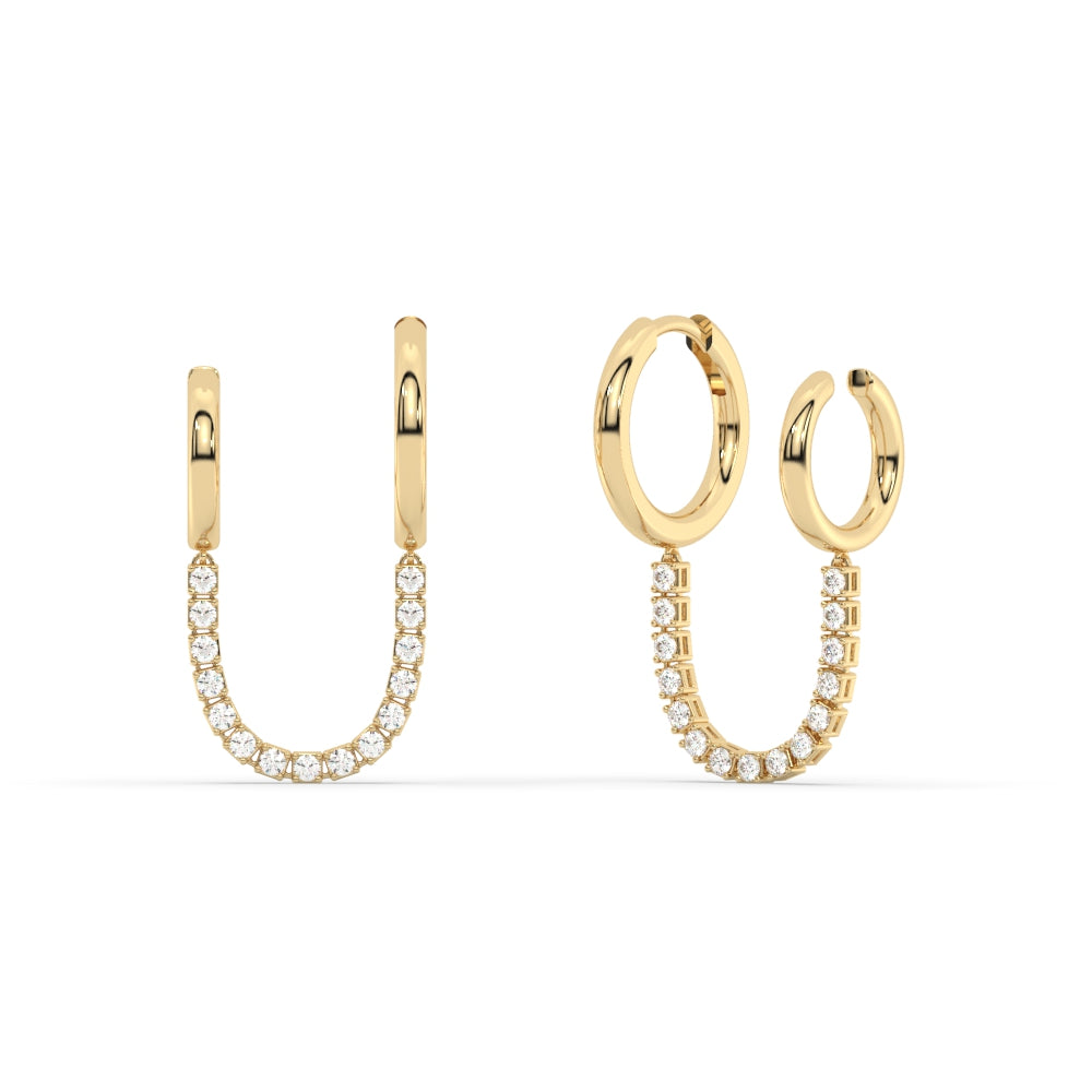 SPECIAL! .75ct G SI 14K Yellow Gold Diamond Drop Hoop Earrings