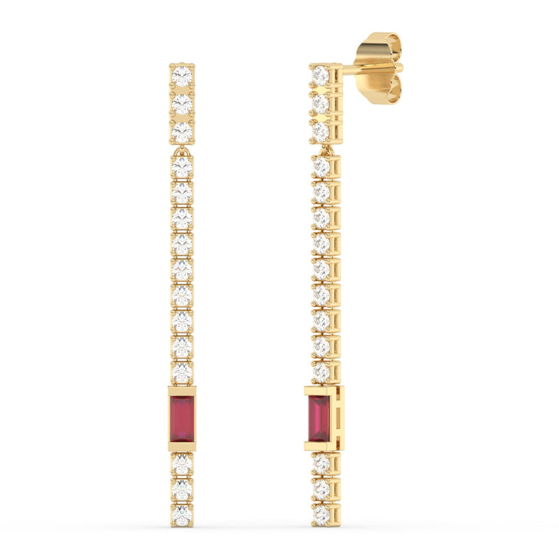 SPECIAL! 1.43ct G SI 14K Yellow Gold Diamond & Ruby Gemstones Drop Earrings