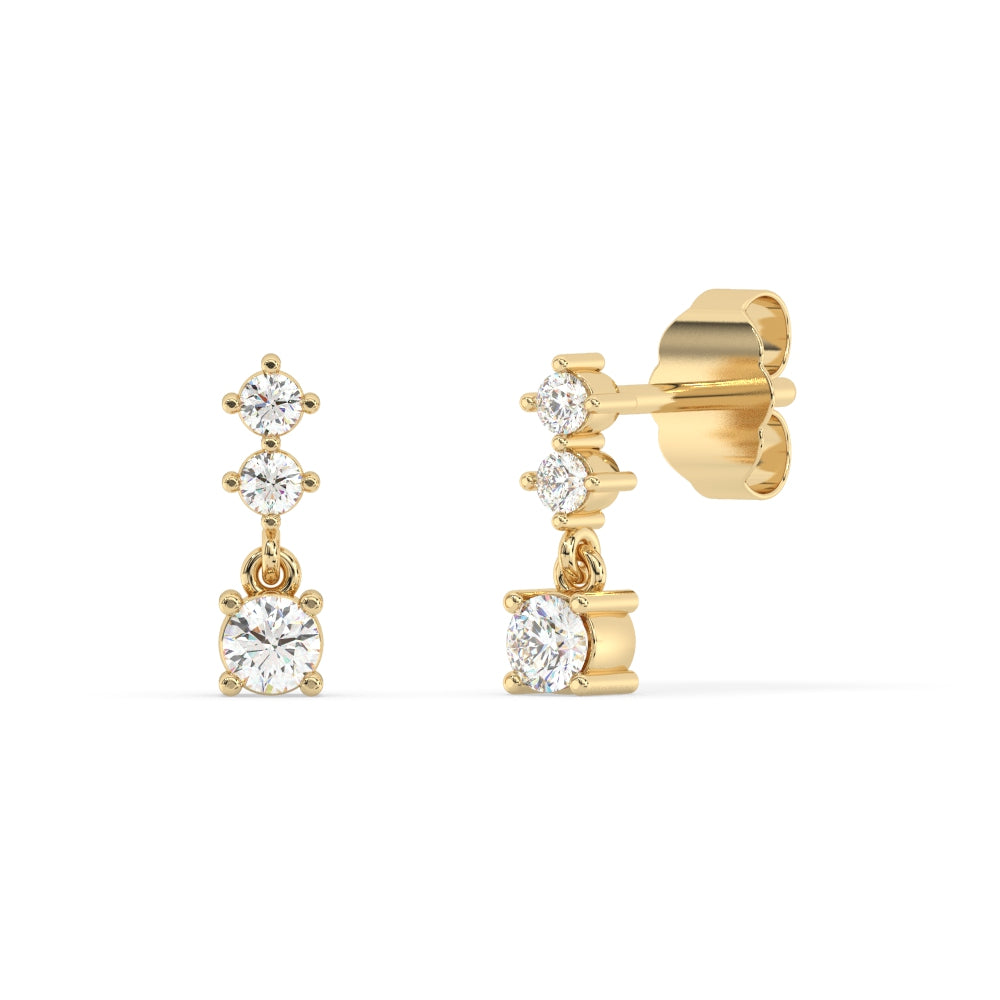SPECIAL! .33ct G SI 14K Yellow Gold Three Stone Diamond Petite Dangle Earrings