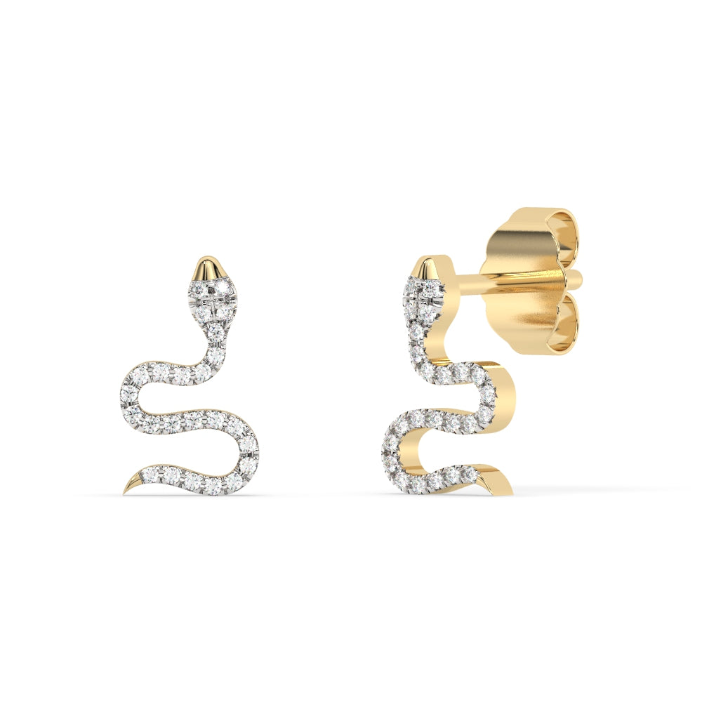 .10ct G SI 14K Yellow Gold Diamond Snake Style Earrings