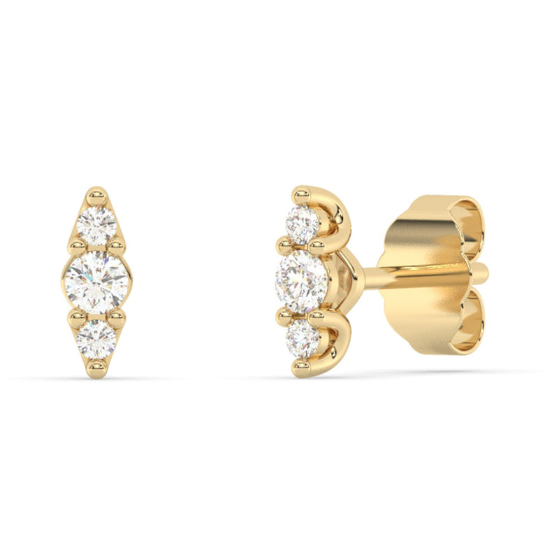 .20ct G SI 14K Yellow Gold Three Stone Diamond Petite Earrings