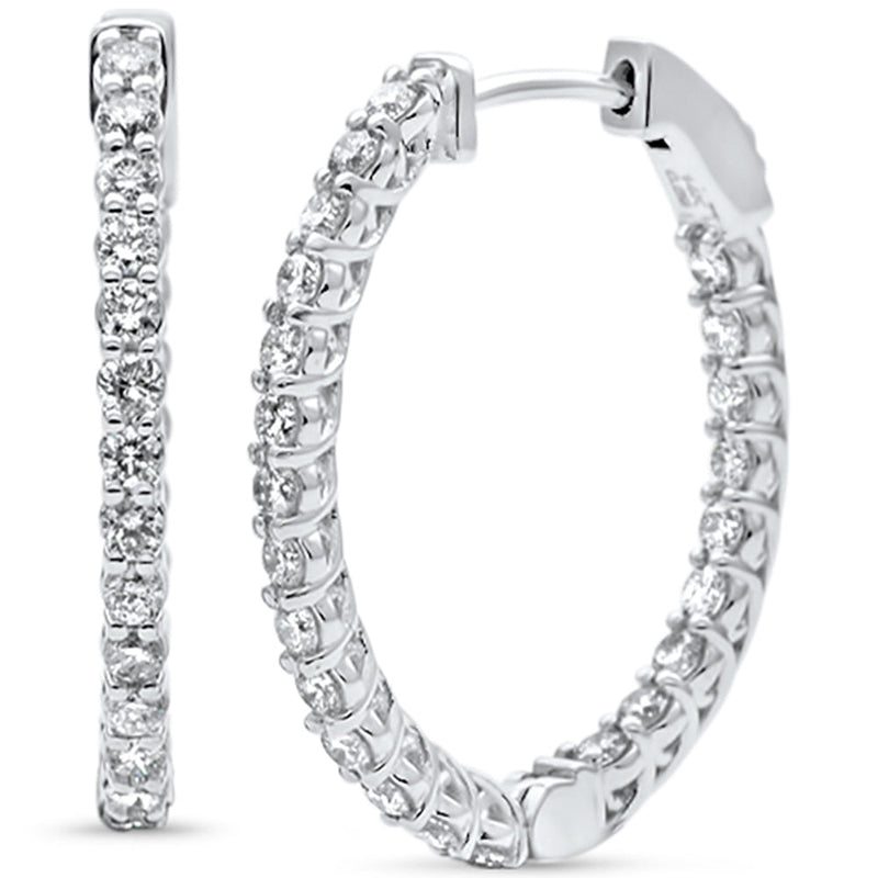 SPECIAL! 1.38ct G SI 14K White Gold Diamond Oval Shape Hoop Earrings