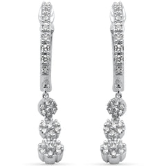 SPECIAL! .33ct G SI 14K White Gold Diamond Hoop Dangling Earrings