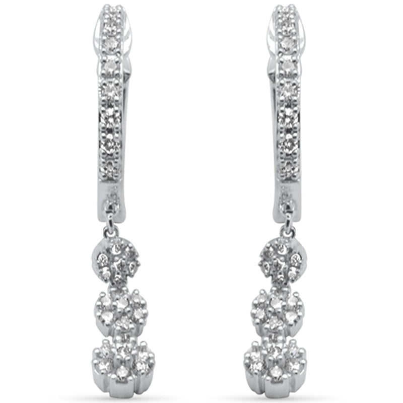 SPECIAL! .33ct G SI 14K White Gold Diamond Hoop Dangling Earrings