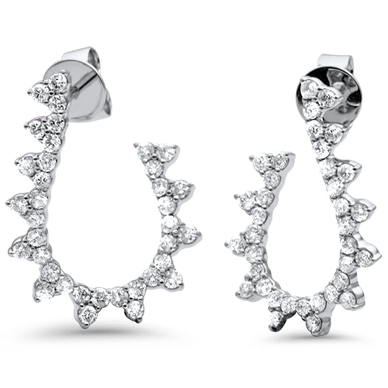 SPECIAL! 1.07ct G SI 14K White Gold Diamond J Hoop Earrings