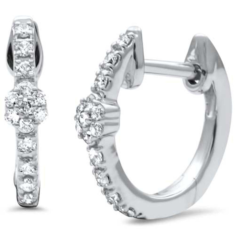 SPECIAL! .18ct G SI 14K White Gold Diamond Petite Hoop Earrings