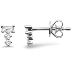 .17ct G SI 14K White Gold Round & Baguette Diamond Earrings