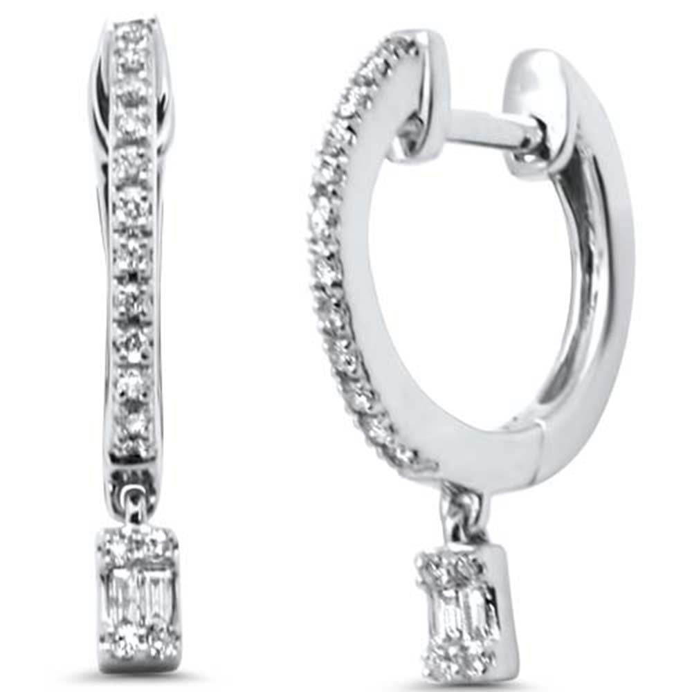 SPECIAL! .14ct G SI 14K White Gold Diamond Dangling Hoop Earrings