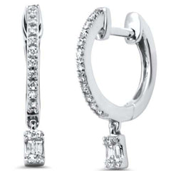 SPECIAL! .14ct G SI 14K White Gold Diamond Dangling Hoop Earrings